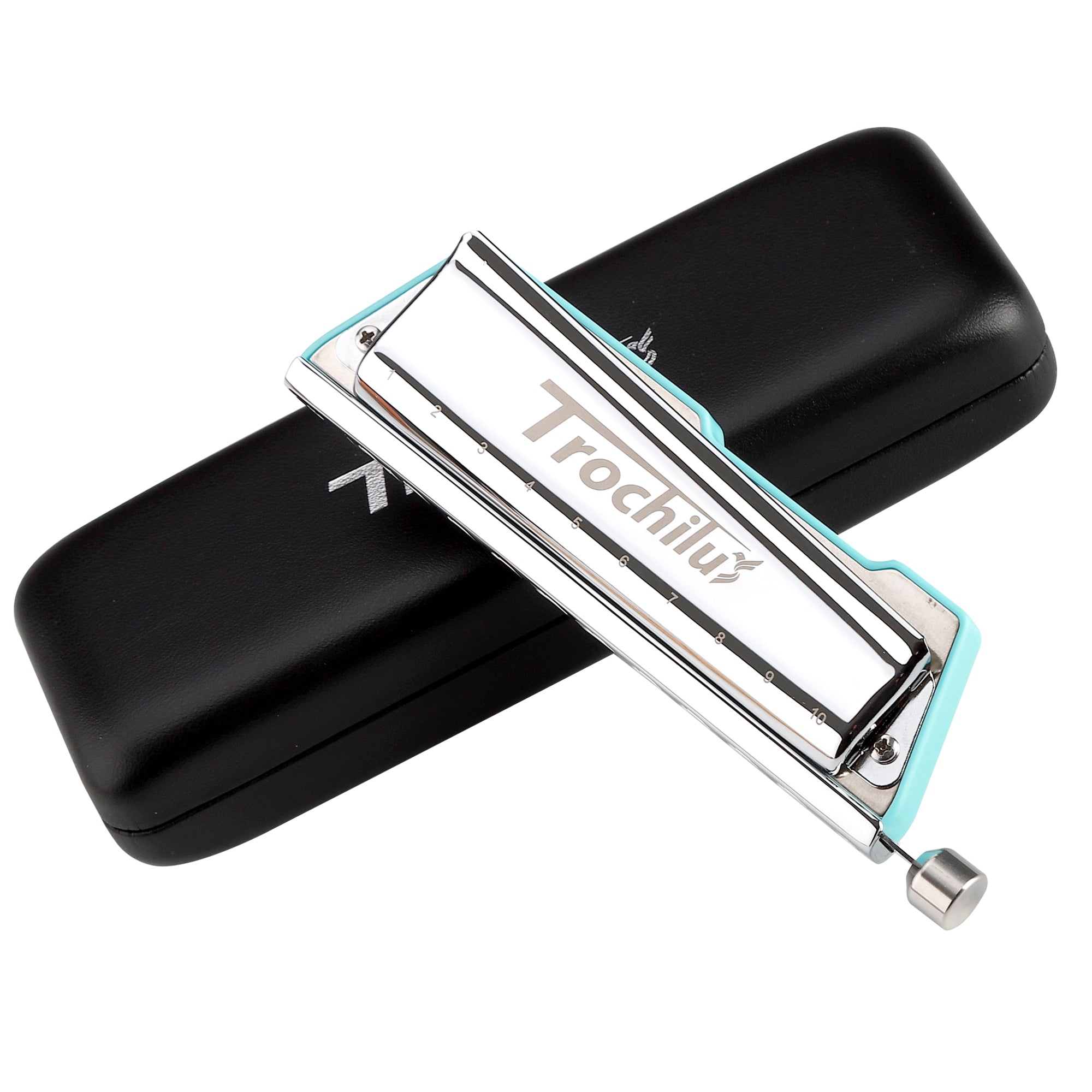 JDR Trochilus Chromatic Harmonica 10 Holes Chromonica Key of C Armonica Valveless Harp Mouth Organ with Case for Adults Professionals Beginners Teachers Students (Chromatic/Solo Tuning Key of C)