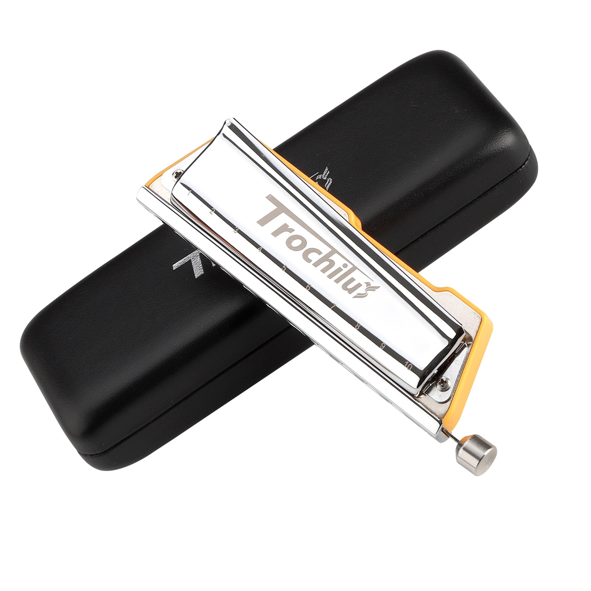 JDR Trochilus Chromatic Harmonica 10 Holes Chromonica Key of C Armonica Valveless Harp Mouth Organ with Case for Adults Professionals Beginners Teachers Students (Chromatic/Solo Tuning Key of C)