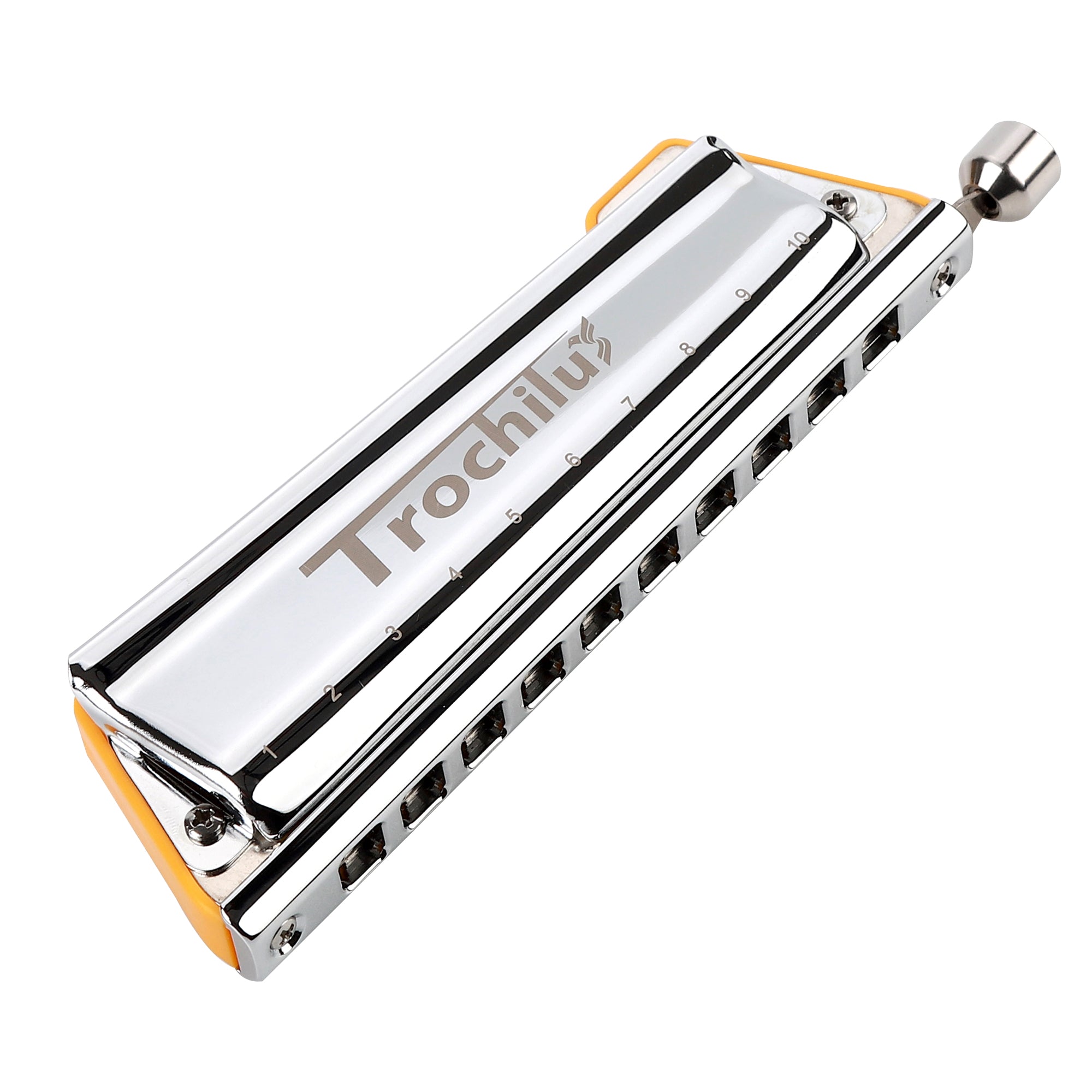 JDR Trochilus Chromatic Harmonica 10 Holes Chromonica Key of C Armonica Valveless Harp Mouth Organ with Case for Adults Professionals Beginners Teachers Students (Chromatic/Solo Tuning Key of C)