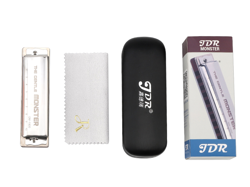 JDR Blues Harmonica Key of C Gentle Monster, GM1920 Wood Blues Armonica 10 Hole Compromise Tuning Harp for Adults Professional Beginners Mouth Organ with Case