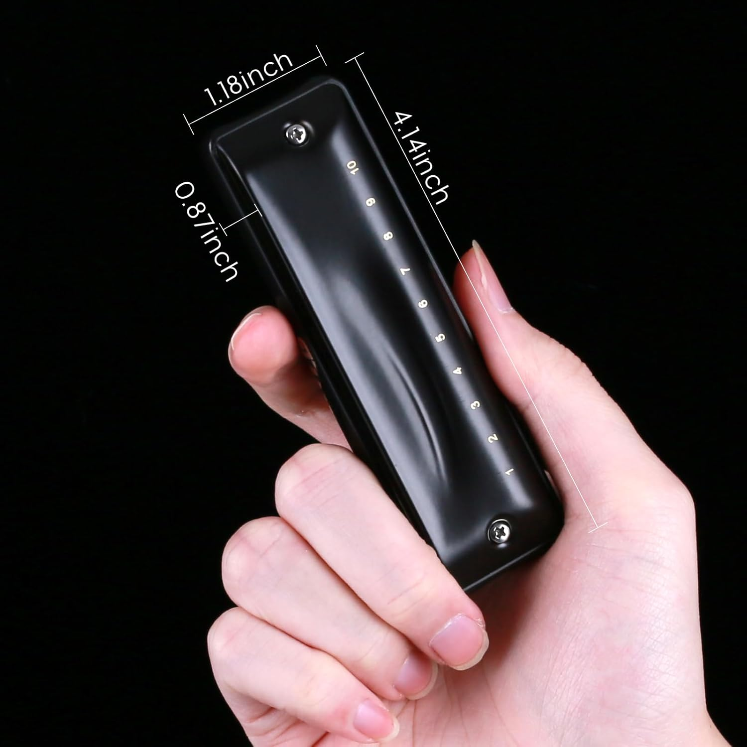 JDR Harmonica Key of C Ninja, Blues Mini Harp 10 Holes 20 Tones Musical with Case for Adults Kids Beginners Teacher Professional Students Musician Folk Rock Standard Diatonic Mouth Organ Black
