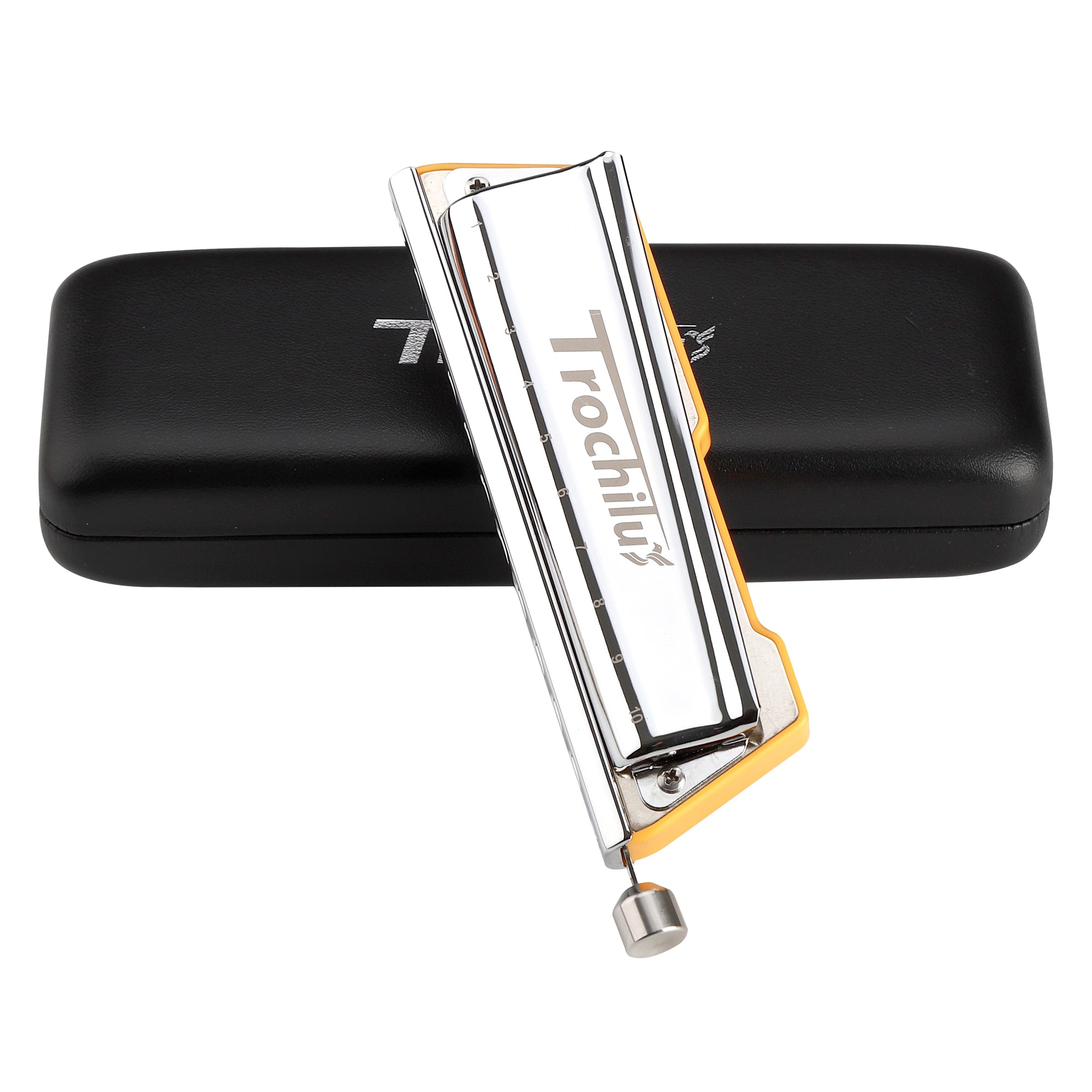 JDR Trochilus Chromatic Harmonica 10 Holes Chromonica Key of C Armonica Valveless Harp Mouth Organ with Case for Adults Professionals Beginners Teachers Students (Chromatic/Solo Tuning Key of C)
