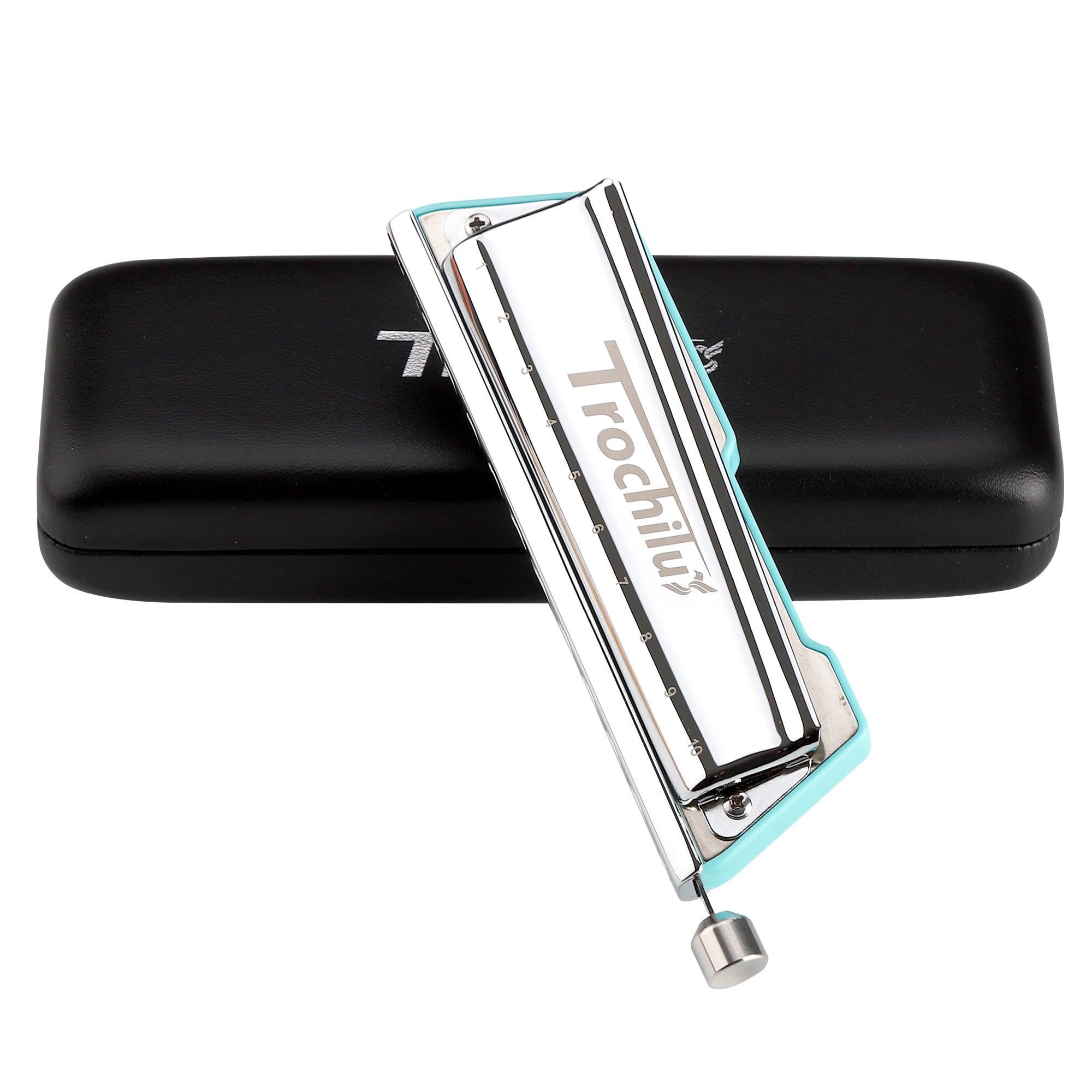 JDR Trochilus Chromatic Harmonica 10 Holes Chromonica Key of C Armonica Valveless Harp Mouth Organ with Case for Adults Professionals Beginners Teachers Students (Chromatic/Solo Tuning Key of C)