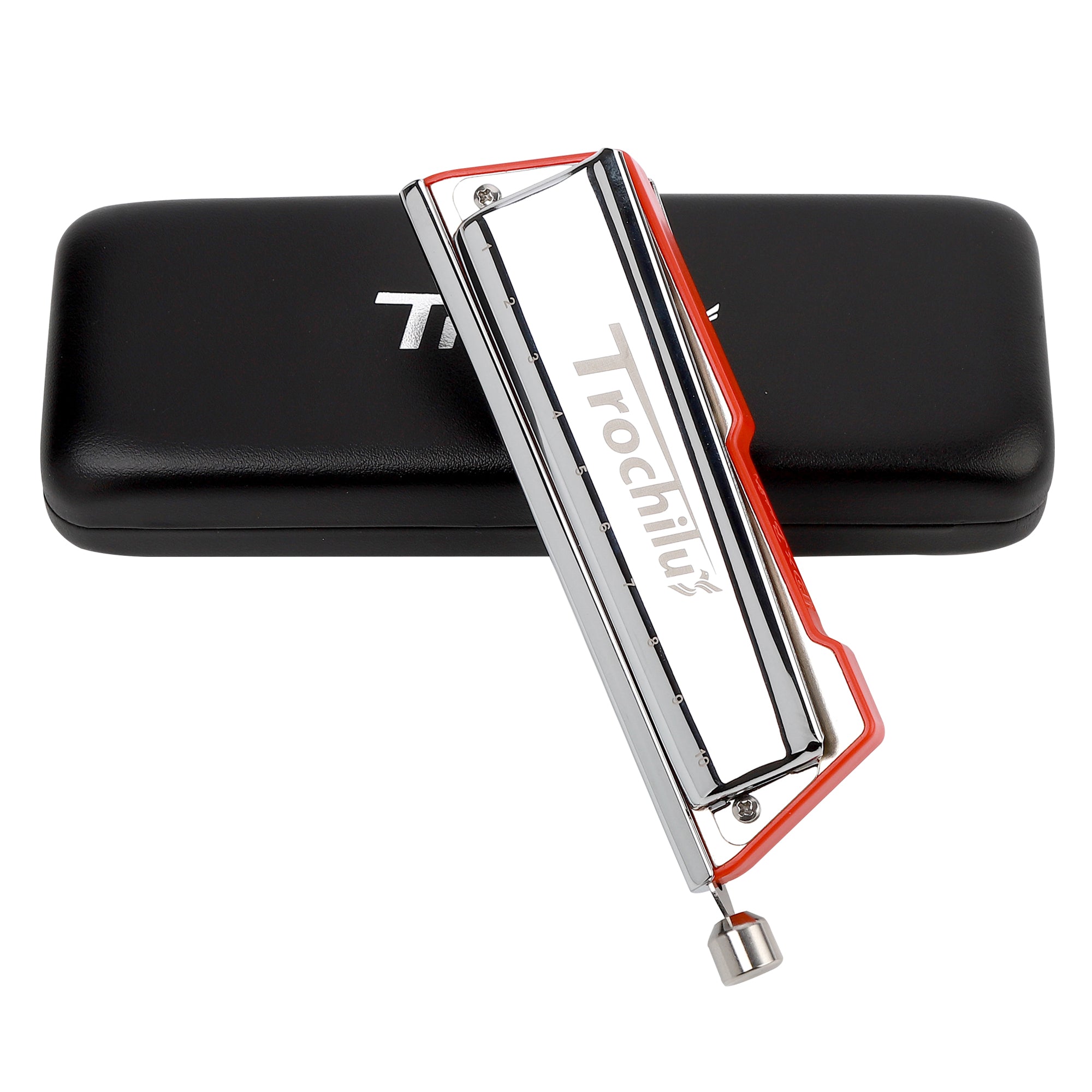 JDR Trochilus Chromatic Harmonica 10 Holes Chromonica Key of C Armonica Valveless Harp Mouth Organ with Case for Adults Professionals Beginners Teachers Students (Chromatic/Solo Tuning Key of C)