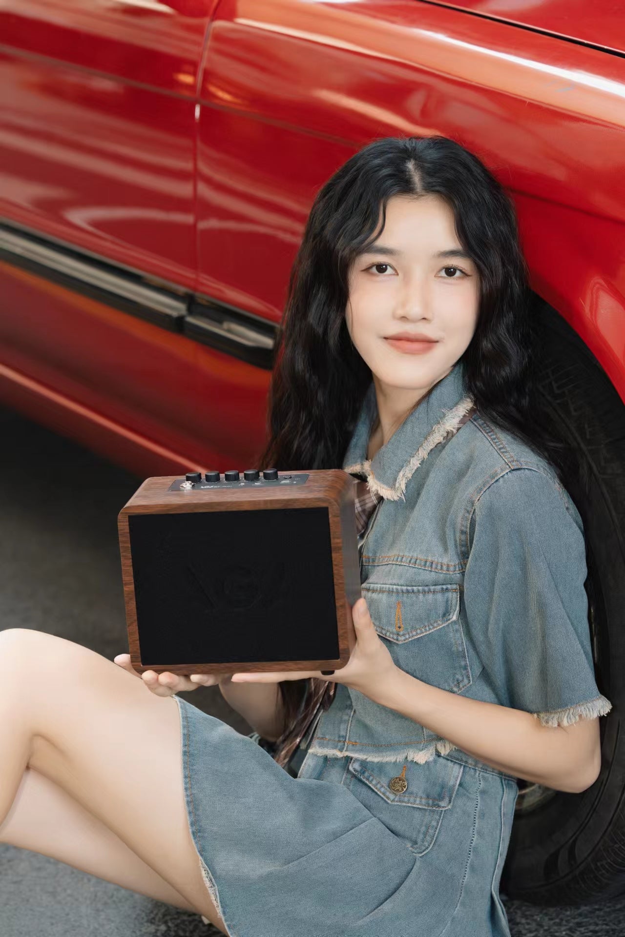 AGA G2mini Bluetooth Acoustic Guitar Amp β 45W Rechargeable Wooden Speaker with Chorus/Delay/Reverb Effects, Dual Channels, Noise Reduction, USB Recording, Lightweight Design