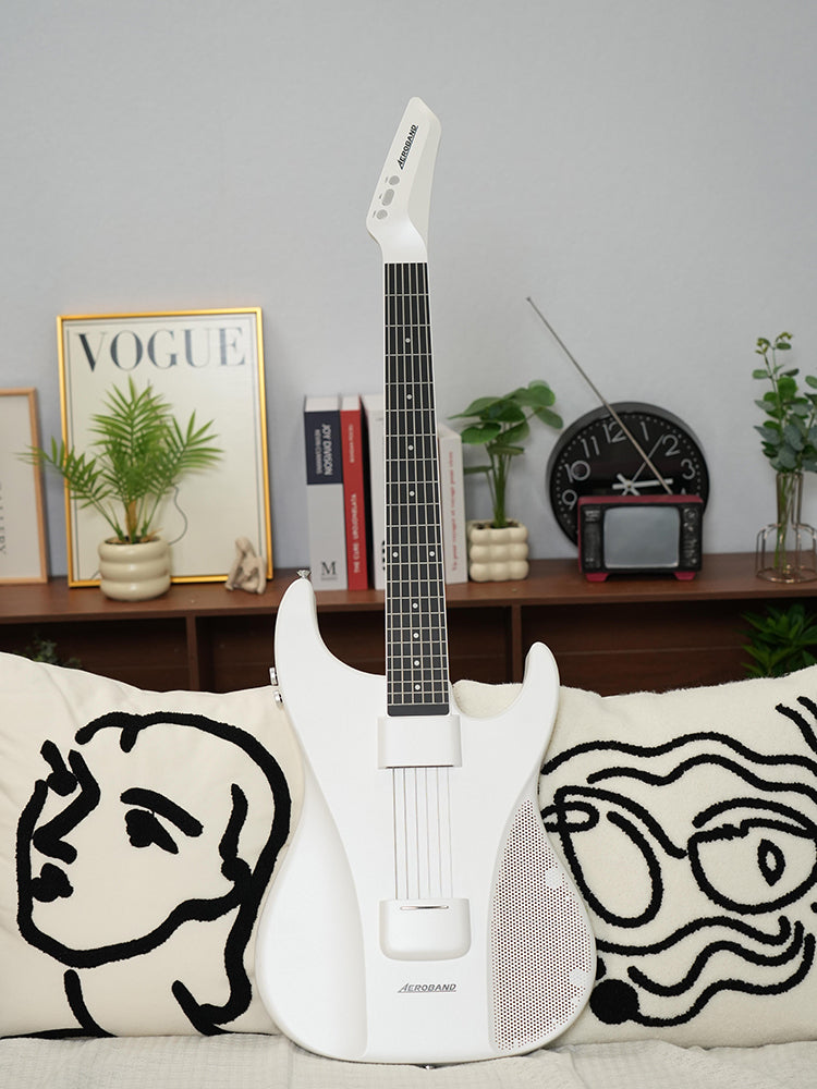 AeroBand Guitar Smart Guitar With Silicone Strings, Travel Silent Guitar With Detachable Fretboard, Headphone Jack, Built-in Speaker and Drum system, Aeroband APP Play, MIDI