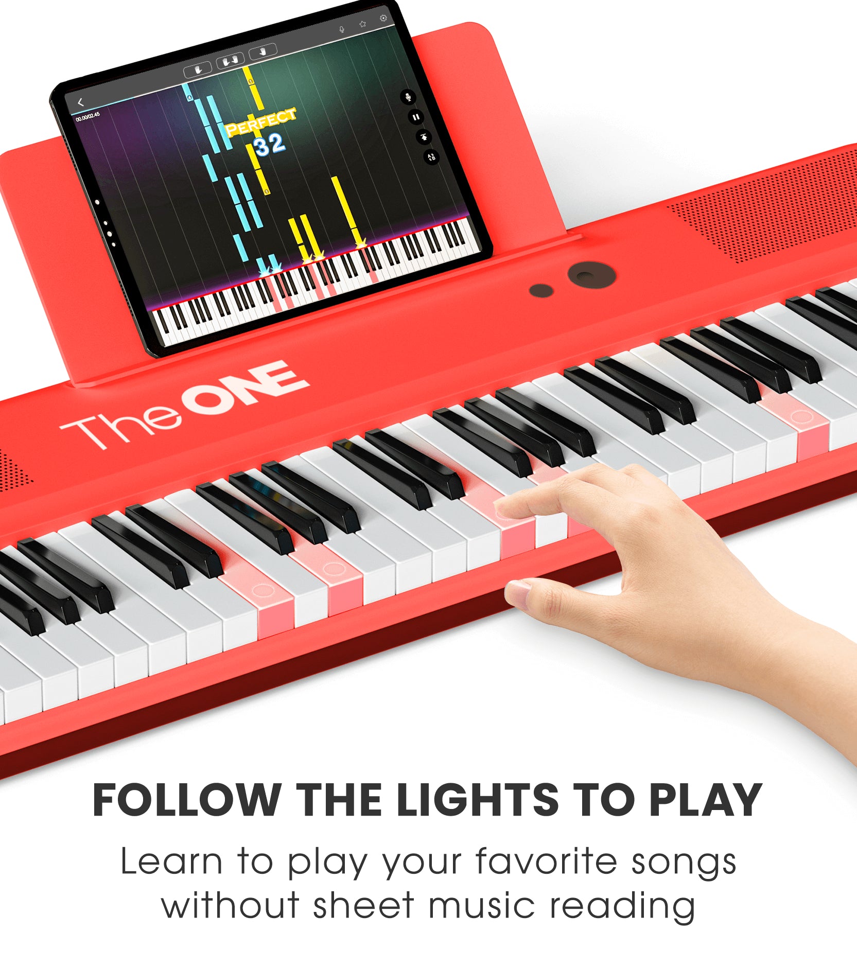 The ONE Smart Keyboard COLOR 61 Keys Piano Keyboard, Music Keyboard with 256 Timbres, 64 Polyphony, 6 Speakers, Built-in LED Lights and Free Apps