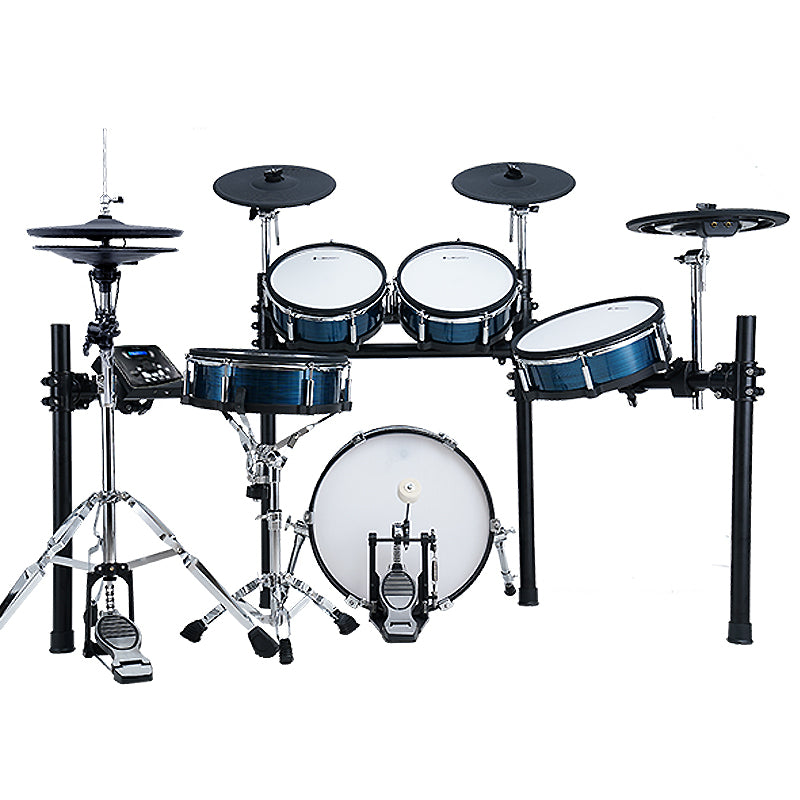 LEMON T580 Electronic Drum Set – Full Mesh Wood Shell Kit with 5 Drums 4 Cymbals, Bluetooth Audio & MIDI, 402 Sounds, Dual-Zone Pads, Independent Hi-Hat Pedal – T580BL or T580BK