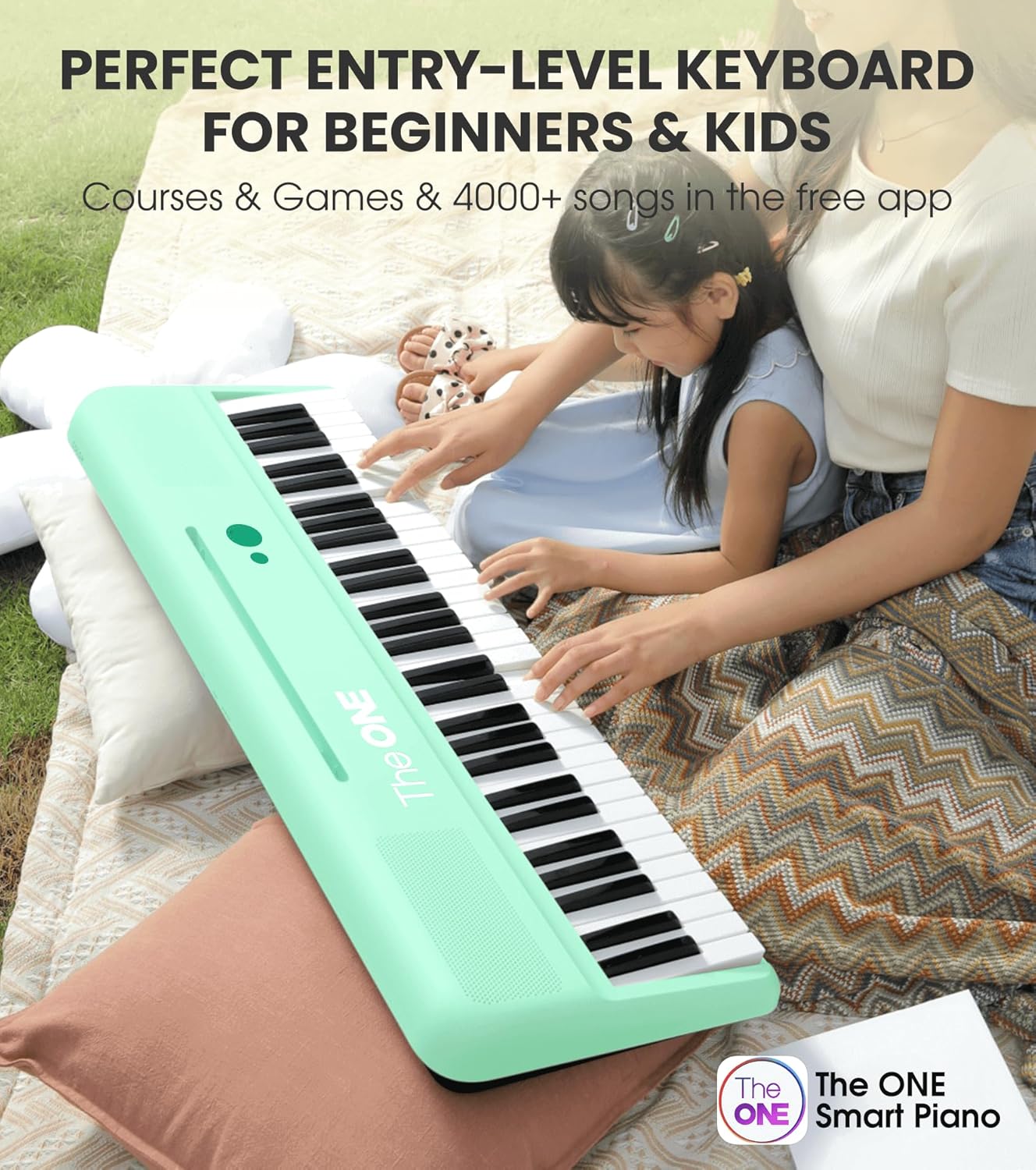 The ONE Smart Keyboard COLOR 61 Keys Piano Keyboard, Music Keyboard with 256 Timbres, 64 Polyphony, 6 Speakers, Built-in LED Lights and Free Apps