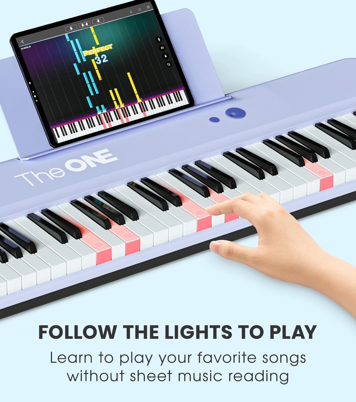 The ONE Smart Keyboard COLOR 61 Keys Piano Keyboard, Music Keyboard with 256 Timbres, 64 Polyphony, 6 Speakers, Built-in LED Lights and Free Apps