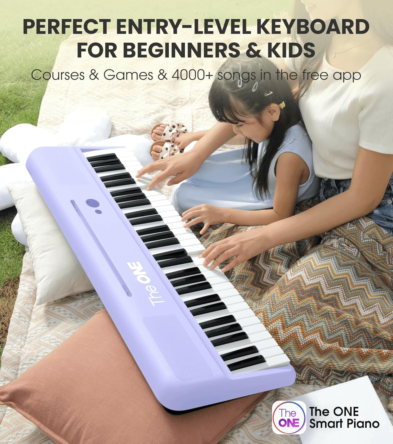 The ONE Smart Keyboard COLOR 61 Keys Piano Keyboard, Music Keyboard with 256 Timbres, 64 Polyphony, 6 Speakers, Built-in LED Lights and Free Apps