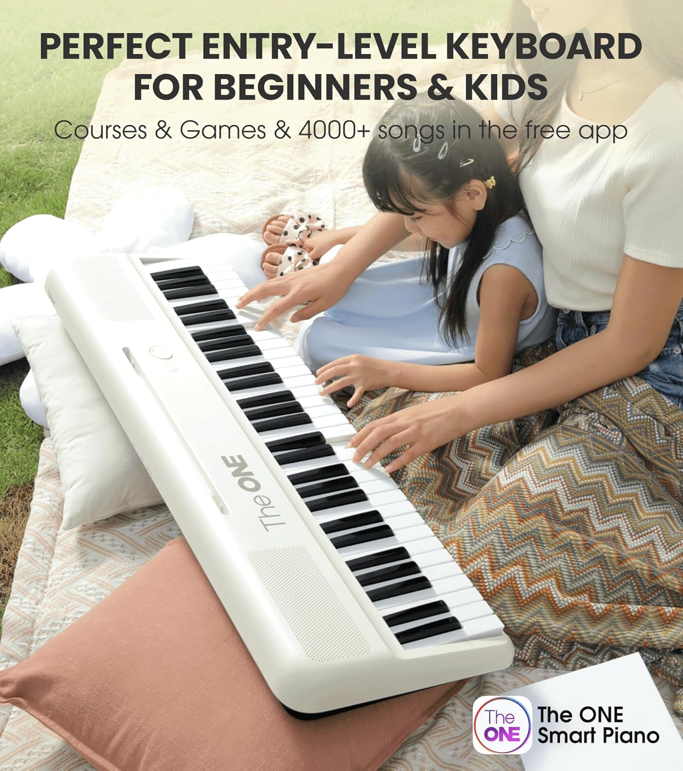 The ONE Smart Keyboard COLOR 61 Keys Piano Keyboard, Music Keyboard with 256 Timbres, 64 Polyphony, 6 Speakers, Built-in LED Lights and Free Apps