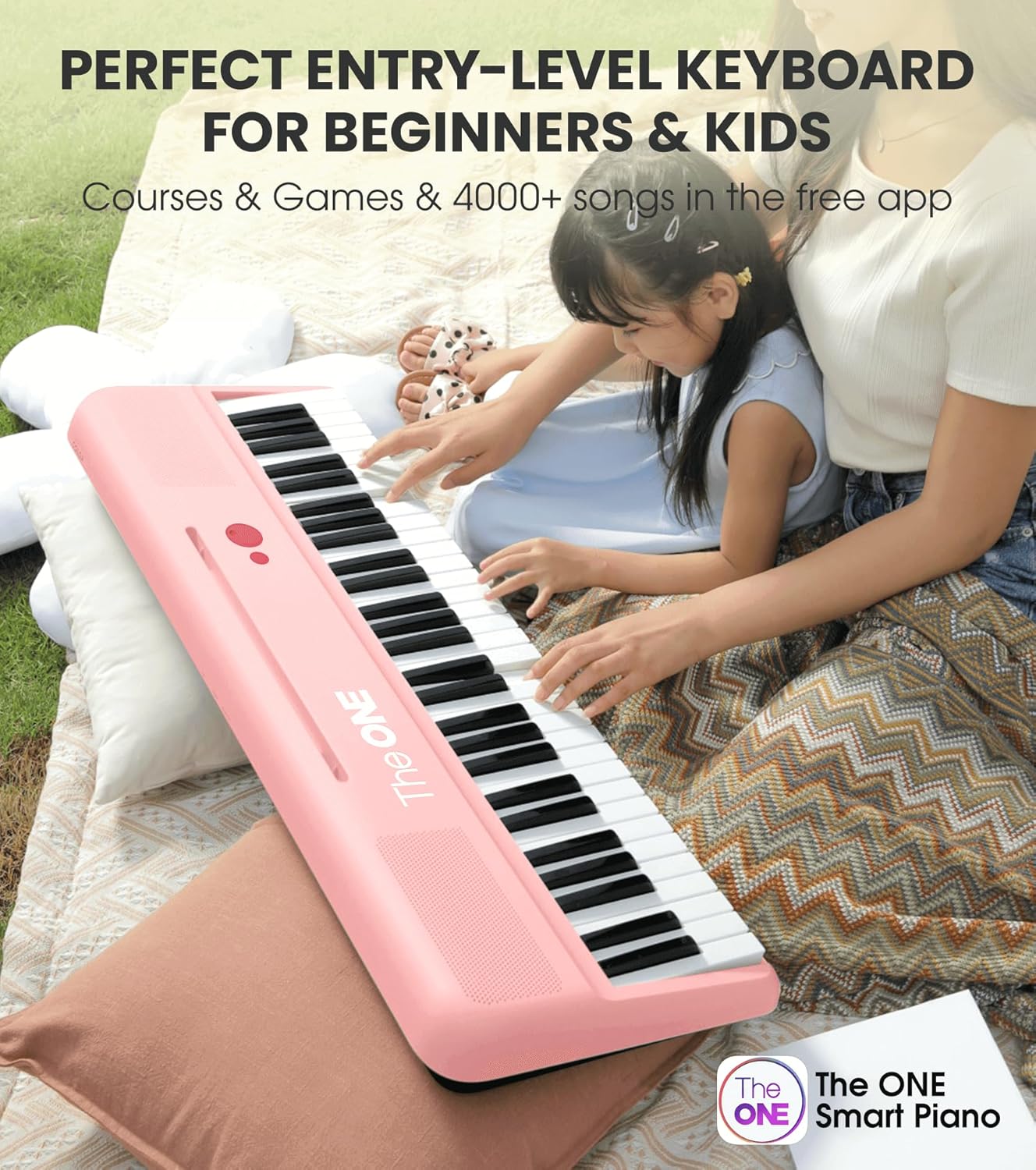 The ONE Smart Keyboard COLOR 61 Keys Piano Keyboard, Music Keyboard with 256 Timbres, 64 Polyphony, 6 Speakers, Built-in LED Lights and Free Apps