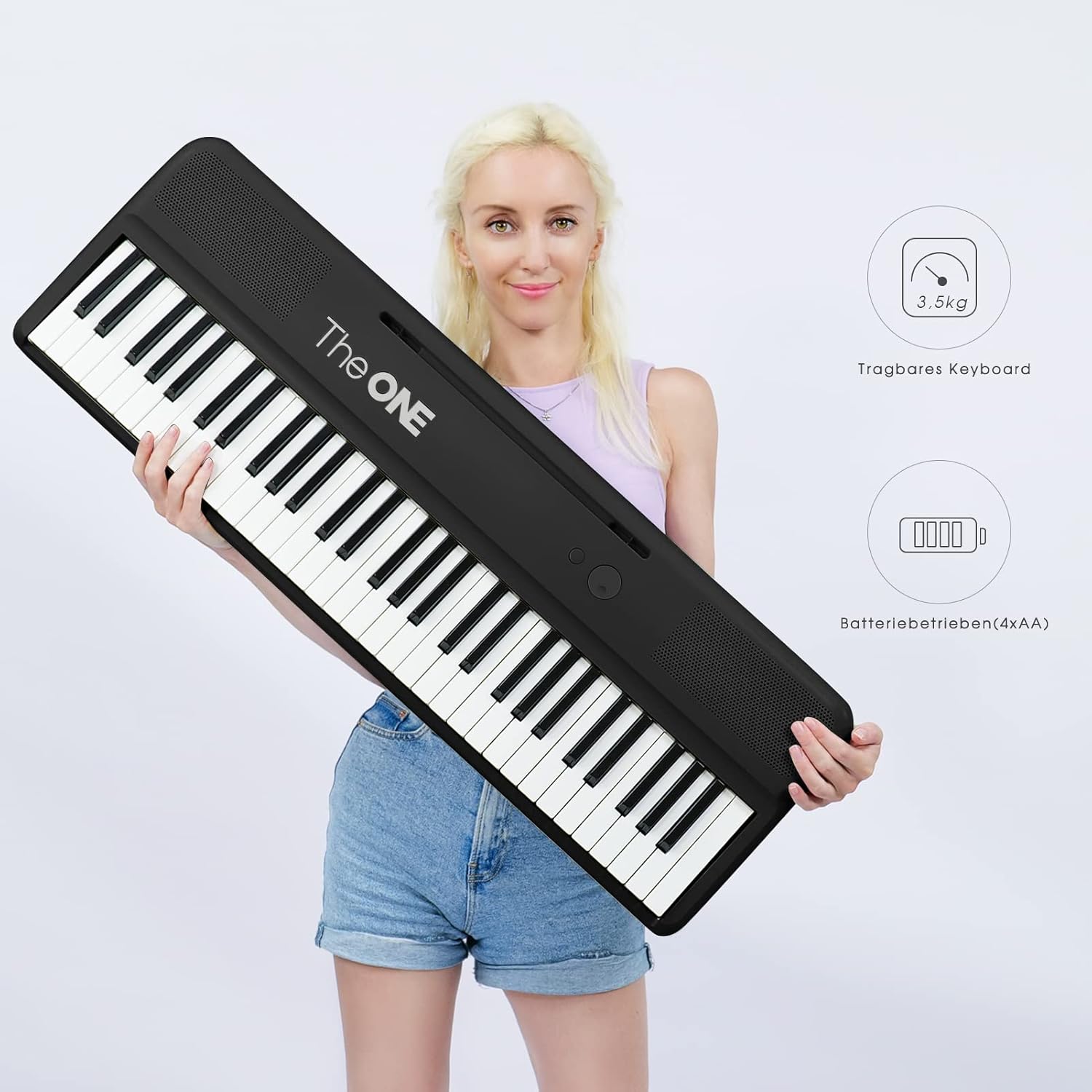The ONE Smart Keyboard COLOR 61 Keys Piano Keyboard, Music Keyboard with 256 Timbres, 64 Polyphony, 6 Speakers, Built-in LED Lights and Free Apps