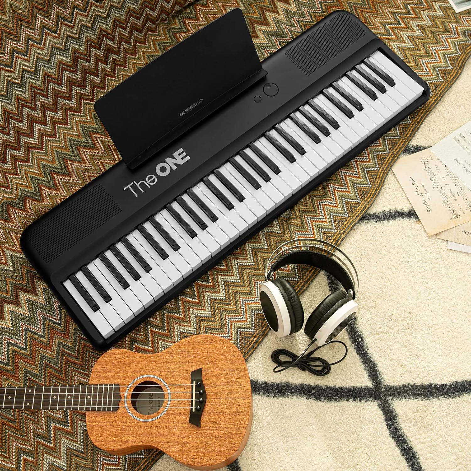 The ONE Smart Keyboard COLOR 61 Keys Piano Keyboard, Music Keyboard with 256 Timbres, 64 Polyphony, 6 Speakers, Built-in LED Lights and Free Apps