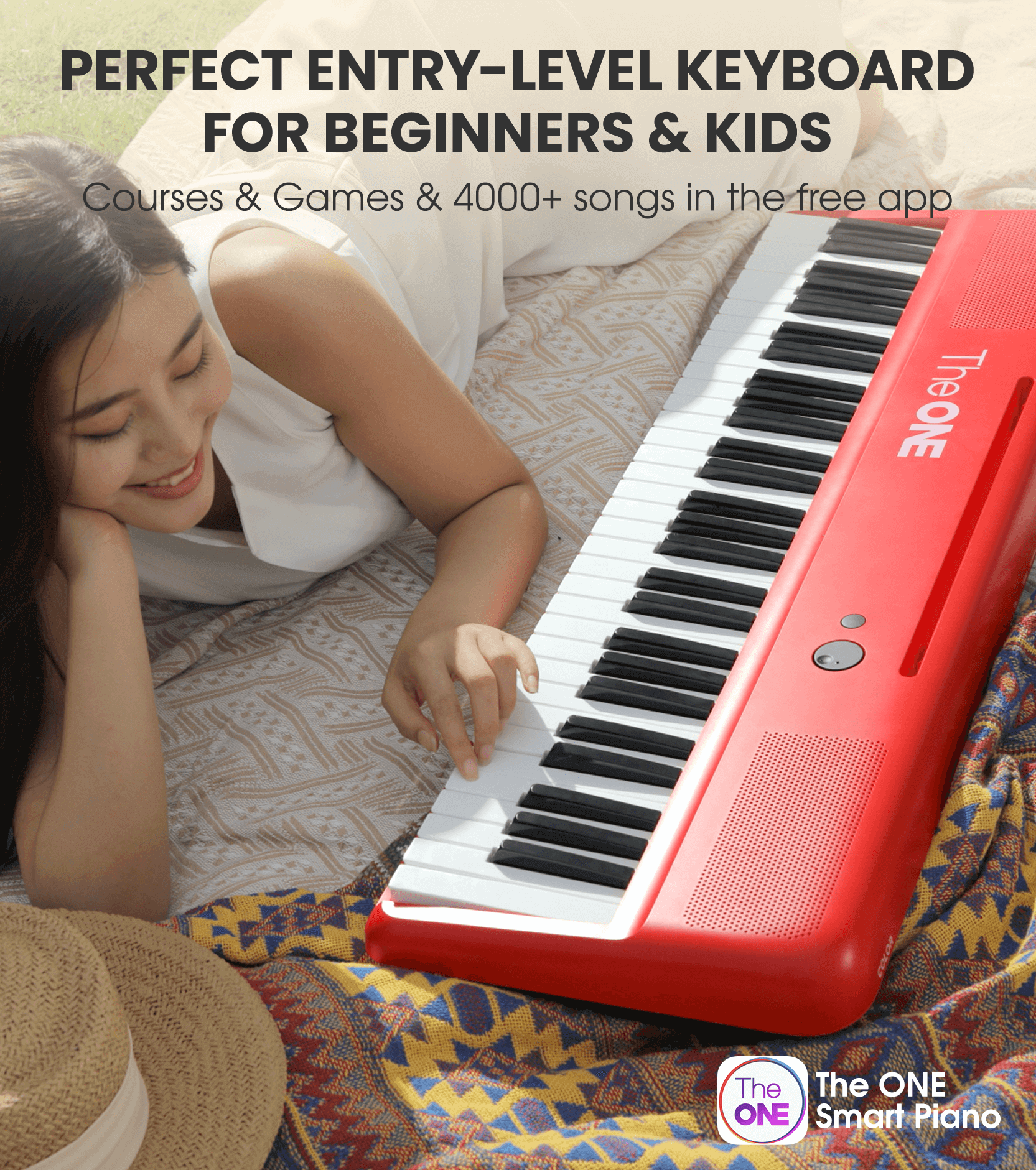 The ONE Smart Keyboard COLOR 61 Keys Piano Keyboard, Music Keyboard with 256 Timbres, 64 Polyphony, 6 Speakers, Built-in LED Lights and Free Apps