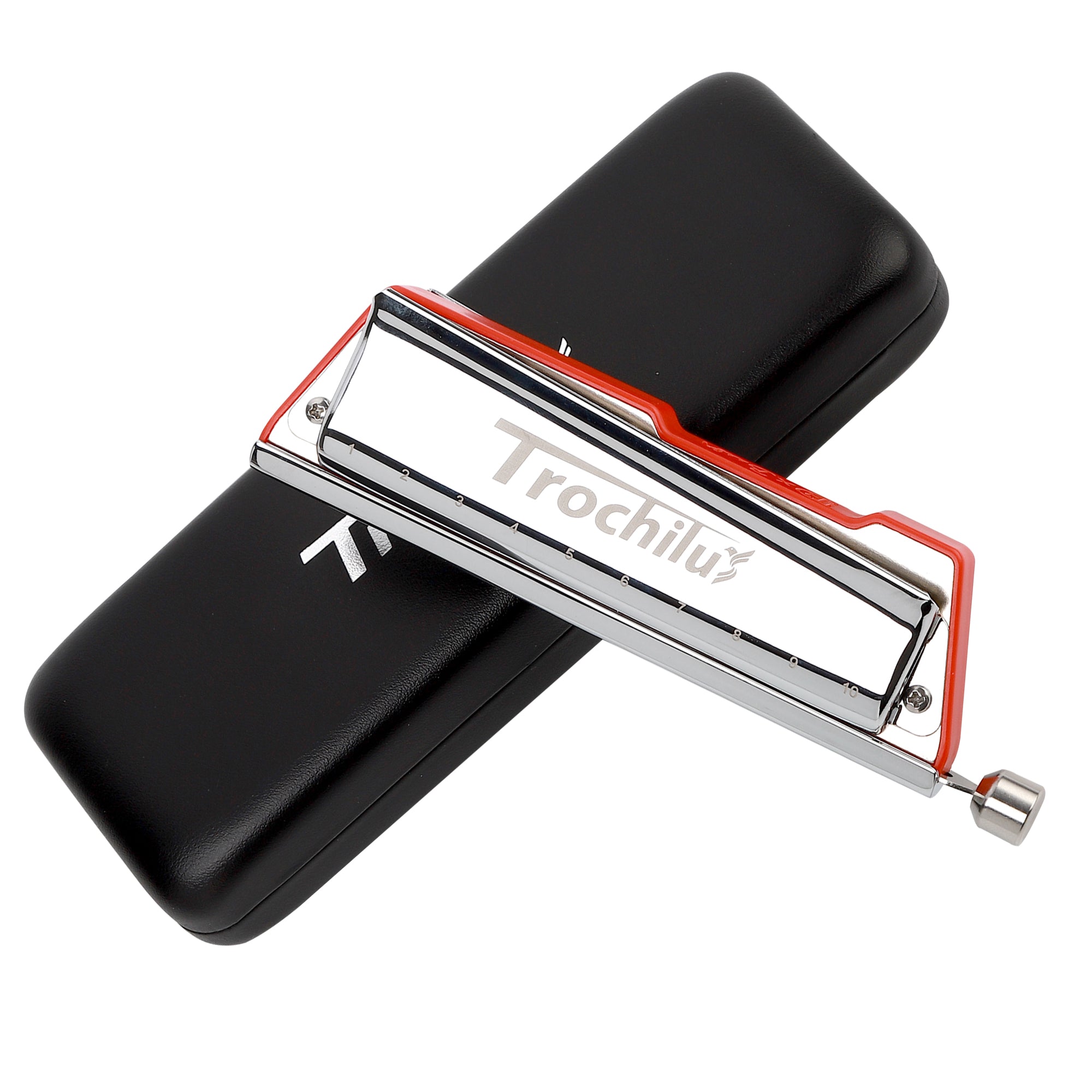 JDR Trochilus Chromatic Harmonica 10 Holes Chromonica Key of C Armonica Valveless Harp Mouth Organ with Case for Adults Professionals Beginners Teachers Students (Chromatic/Solo Tuning Key of C)