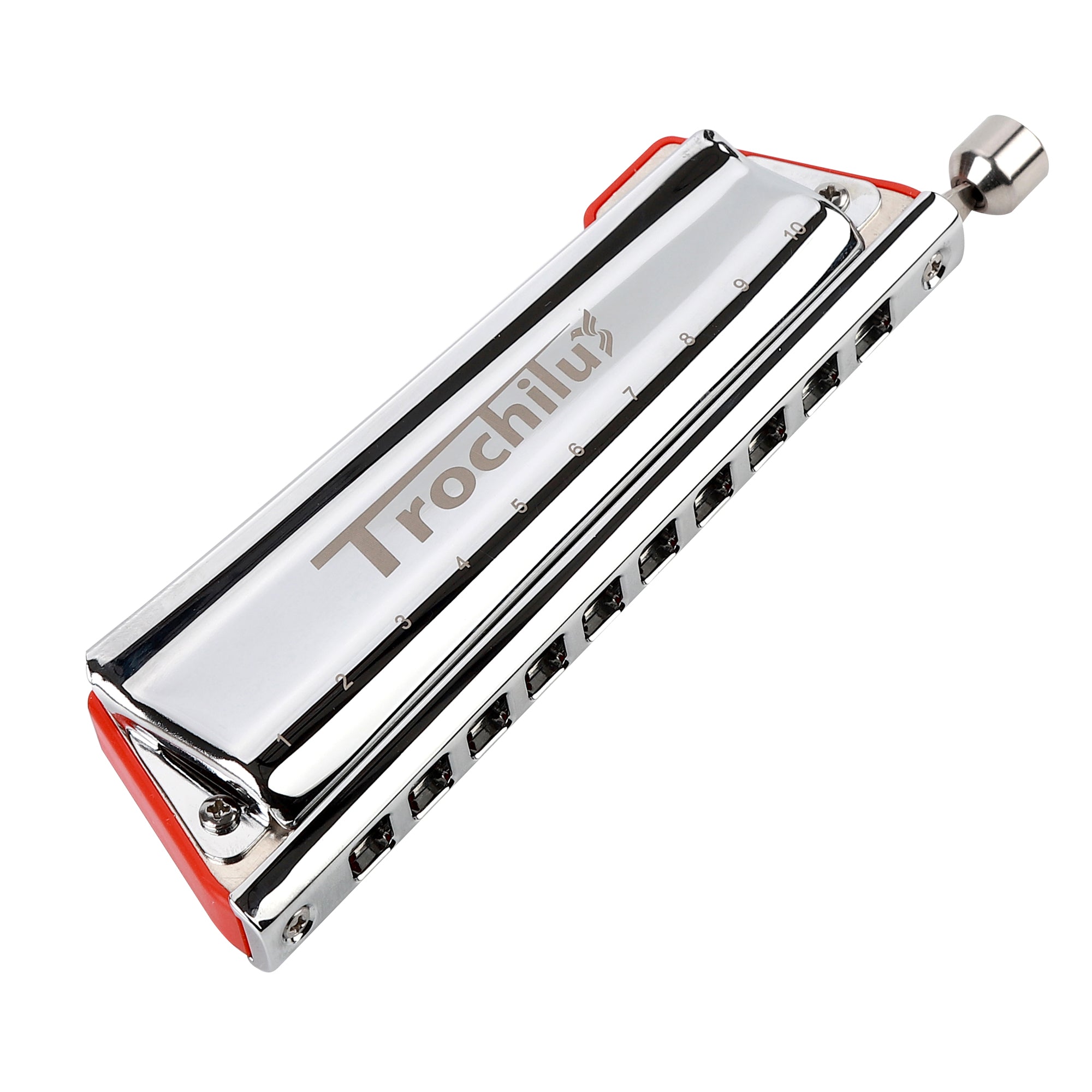 JDR Trochilus Chromatic Harmonica 10 Holes Chromonica Key of C Armonica Valveless Harp Mouth Organ with Case for Adults Professionals Beginners Teachers Students (Chromatic/Solo Tuning Key of C)