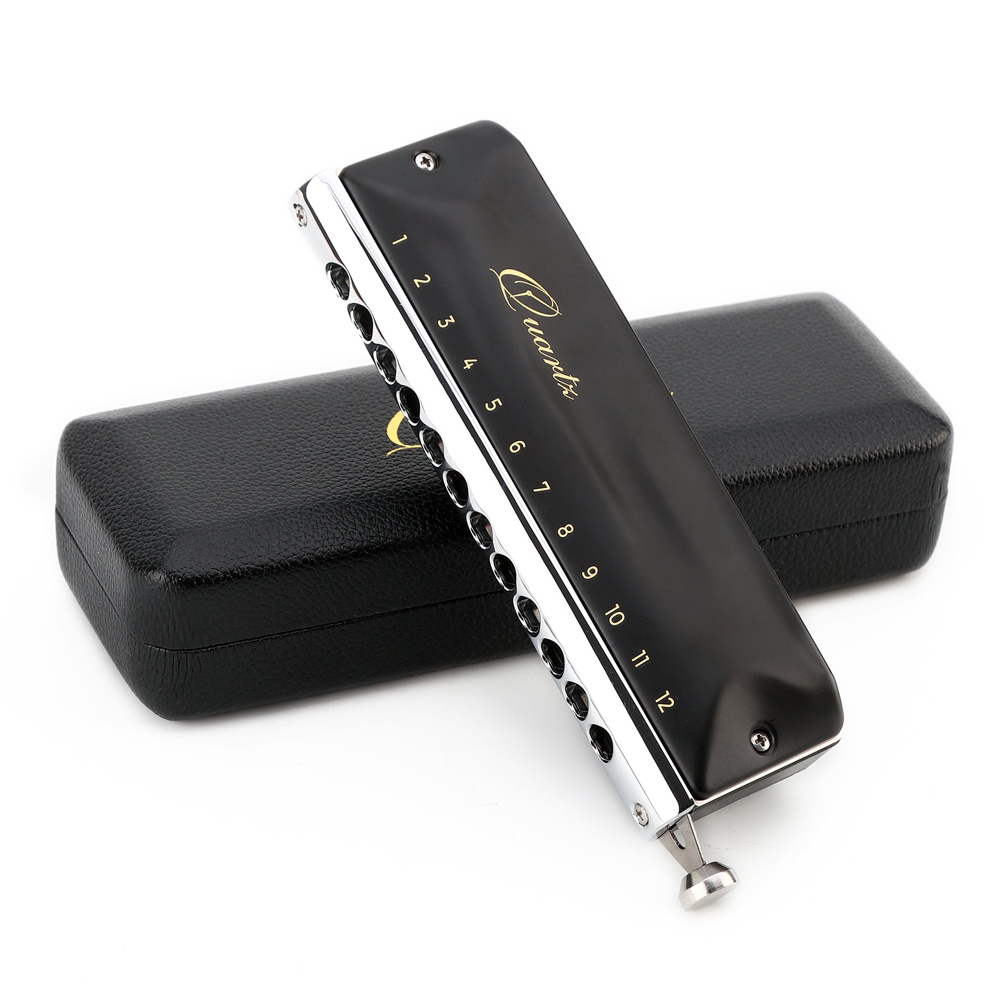 JDR Quartz Chromatic Harmonica C Key 12 Holes 48 Tones Chromonica Half Valves Easy Bending No Sticky Valves Mouth Organ Harp for Kids Beginner Adults Professional Player Parents