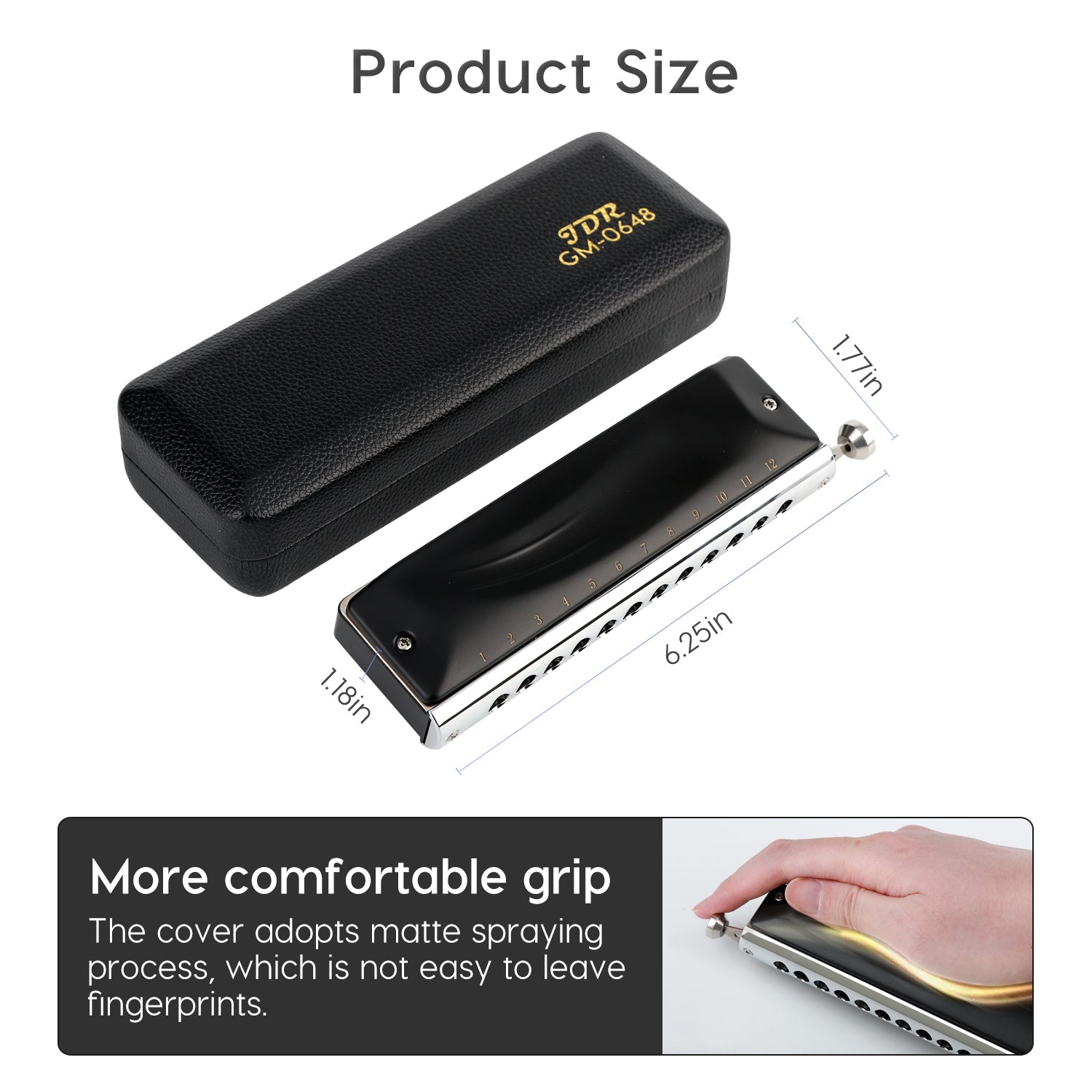 JDR GM0648 Chromatic Harmonica C Key 12-Hole 48 Tones Chromatic Mouth Organ Harp Key of C for Kids Beginner Adults Professional Player Parents