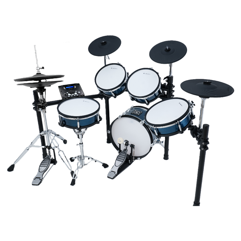 LEMON T580 Electronic Drum Set – Full Mesh Wood Shell Kit with 5 Drums 4 Cymbals, Bluetooth Audio & MIDI, 402 Sounds, Dual-Zone Pads, Independent Hi-Hat Pedal – T580BL or T580BK