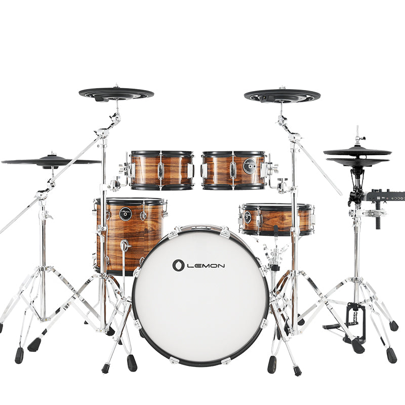 LEMON T950 Professional Electronic Drum Kit – Full Mesh Wood Shell Set with 645 Sounds, 5 Drums 4 Cymbals, 20" Kick, Dual Bluetooth MIDI/Audio, Independent Hi-Hat Pedal, Studio-Grade Module