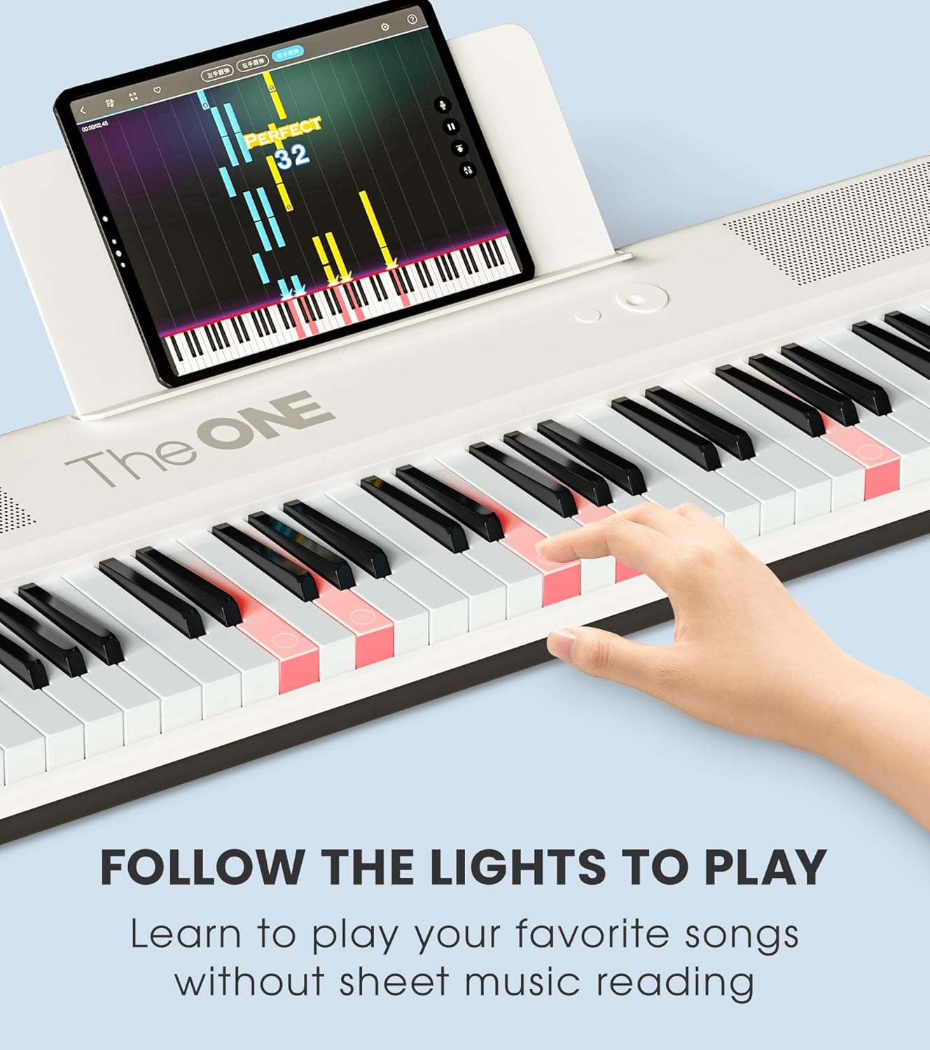 The ONE Smart Keyboard COLOR 61 Keys Piano Keyboard, Music Keyboard with 256 Timbres, 64 Polyphony, 6 Speakers, Built-in LED Lights and Free Apps