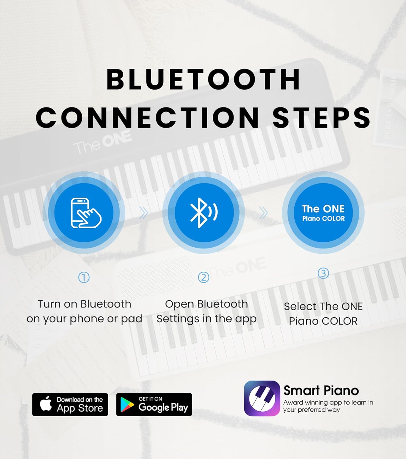 The ONE Smart Keyboard COLOR 61 Keys Piano Keyboard, Music Keyboard with 256 Timbres, 64 Polyphony, 6 Speakers, Built-in LED Lights and Free Apps