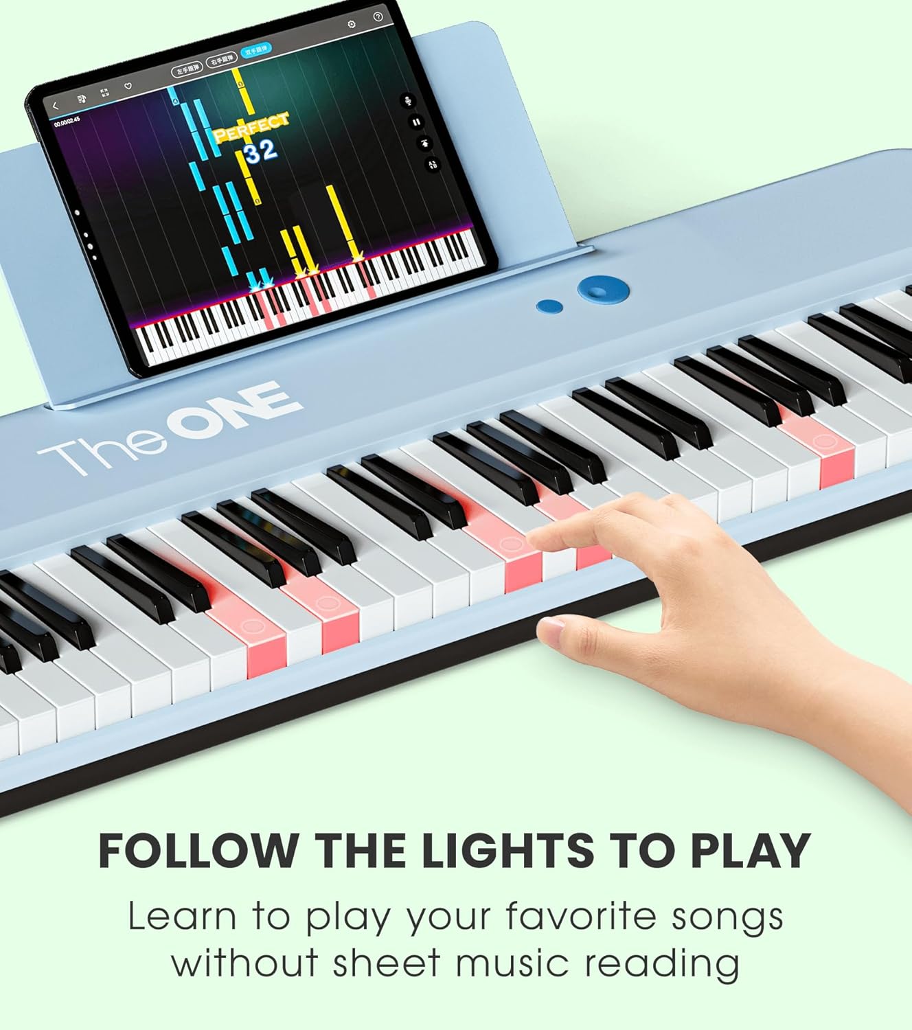 The ONE Smart Keyboard COLOR 61 Keys Piano Keyboard, Music Keyboard with 256 Timbres, 64 Polyphony, 6 Speakers, Built-in LED Lights and Free Apps