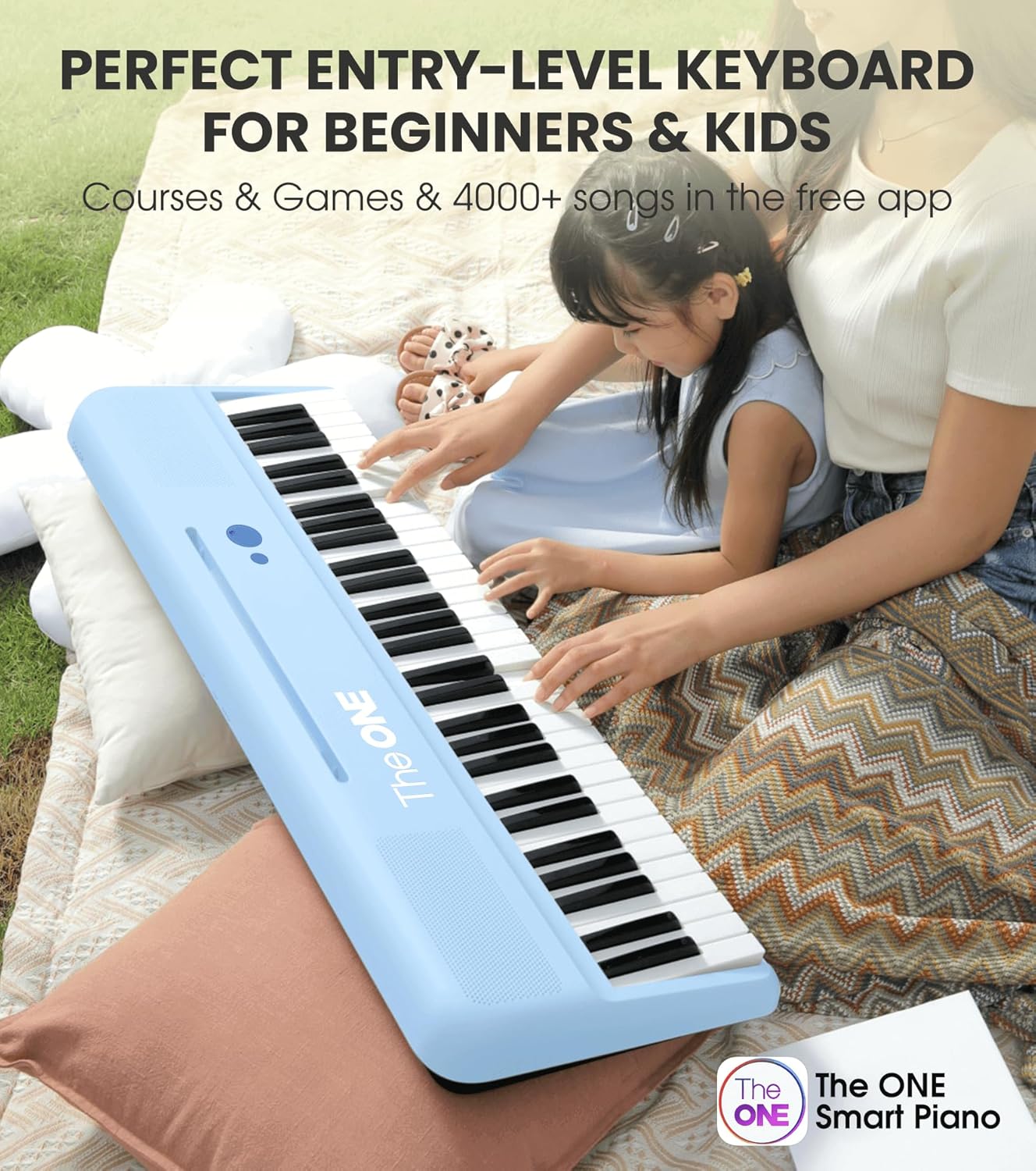The ONE Smart Keyboard COLOR 61 Keys Piano Keyboard, Music Keyboard with 256 Timbres, 64 Polyphony, 6 Speakers, Built-in LED Lights and Free Apps