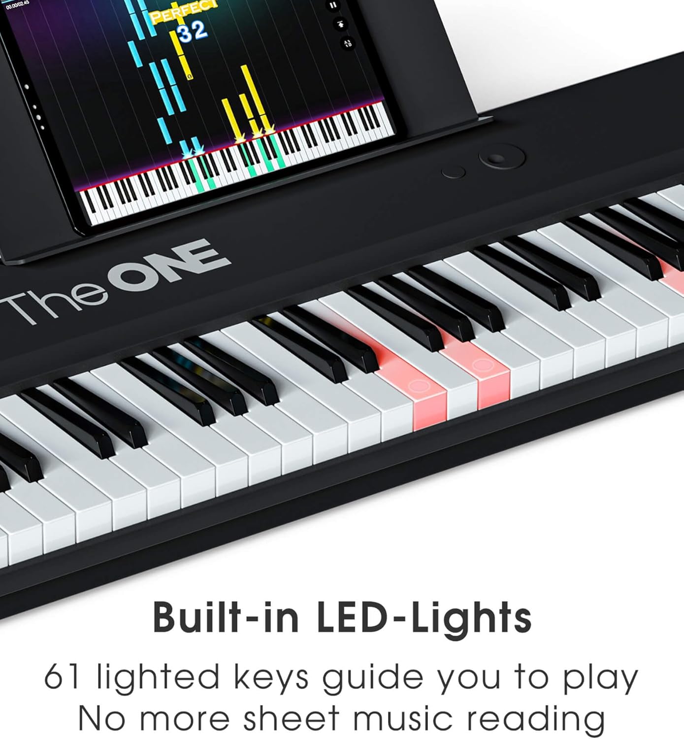 The ONE Smart Keyboard COLOR 61 Keys Piano Keyboard, Music Keyboard with 256 Timbres, 64 Polyphony, 6 Speakers, Built-in LED Lights and Free Apps