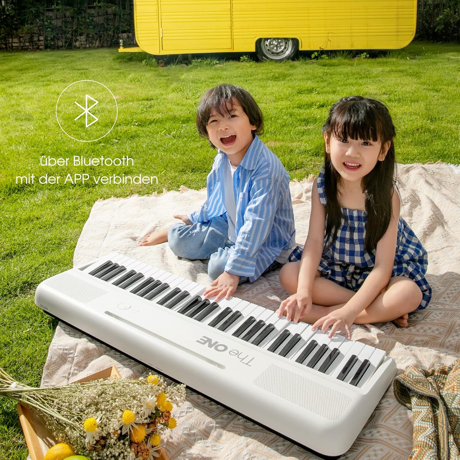 The ONE Smart Keyboard COLOR 61 Keys Piano Keyboard, Music Keyboard with 256 Timbres, 64 Polyphony, 6 Speakers, Built-in LED Lights and Free Apps